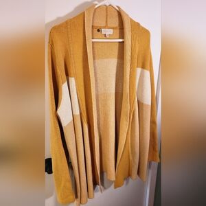 Modcloth Mustard and Cream Open-Front Cardigan